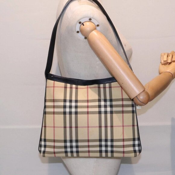 BURBERRY Nova Check Shoulder Bag PVC Beige Auth 88400 - Picture 15 of 16